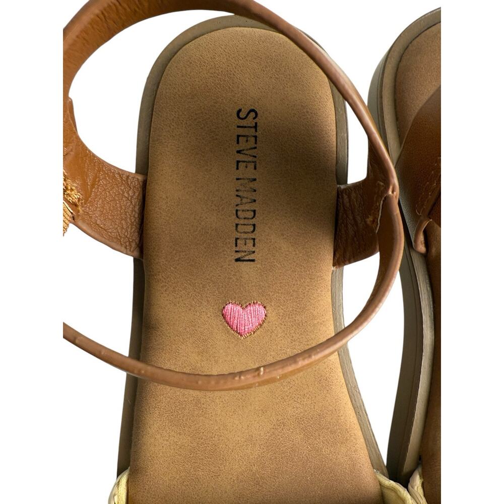 Steve Madden Big Kids Girls Size 3 THEA Raffia Brown Buckle Sandals NWOB‎ - Picture 3 of 5